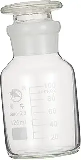 HEATSHAKING Chemical Glass Reagent Bottle Wide Mouth Leakproof Liquid Storage Container for Education Chemistry and Research High Borosilicate Glass with Measurement