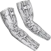 [FSCEV] Snake Skin Black And White Sun Protection Arm Sleeves Outdoor Essentials Cooling Compression Golf Hiking Cycling