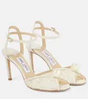 [Jimmy Choo] Jimmy Choo Sacora 85 leather and lace sandals AU 12 white