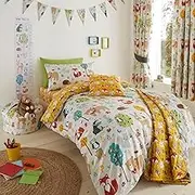 Happy Linen Company Girls Boys Kids Woodland Friends Animals Taupe Single Reversible Soft Easy Care Bed Linen Duvet Cover Quilt Bedding Set With Pillow Case