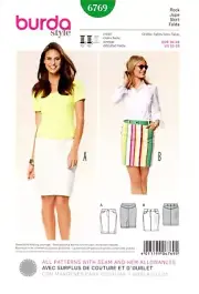 Burda 6769 Body-Hugging Denim Skirts w Bias Cut Side Seams Sz 10-20 UC Pattern