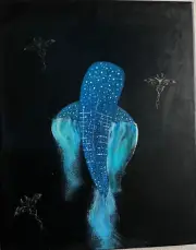 whale shark painting 15x20 in glows in the dark