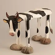 Xofuru Artisanal Hand-Carved Cow Stool Animal Shoe Replacement Stool Foot Step Hardwood Decorative Furniture for Porch, Makeup, Foyer Use, for Adults, Kids, Decoration Handmade Furniture