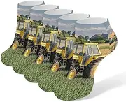 [AQRJLPM] Tractor Farm Socks No Show Socks Low Cut Anti-Slid Athletic Casual Invisible Liner Socks Unisex, White, One Size Short, White, One Size Short