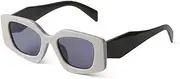 [JRLLFD] Vintage Rectangle Sunglasses Women Decor Thick Frame Men Shades Eyewear Sun Glasses