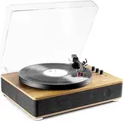 Fenton RP162L Lightwood Bluetooth Turntable - Portable Record Player with Speakers, Record Player with Bluetooth Output, Vinyl Player with Bluetooth Output, Record Player Bluetooth Transmitter