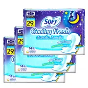 Sofy Cooling Fresh Night Sanitary Napkins Pads Winged 29 cm x 3 Packs