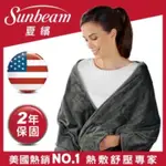 【美國 SUNBEAM】柔毛披蓋式電熱毯/熱敷墊(氣質灰) 可披、可蓋多用途，口袋可置放手