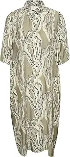 [KAFFE] Women's Shirt Dress Collared Buttons Half Sleeves Pockets Knee-Length