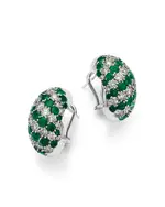 Bloomingdale's Fine Collection Emerald & Diamond Small Hoop Earrings in 14K White Gold