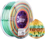 eSUN 3D Printing filament PLA Silk Color Spool 1.75mm 1KG Dimensional Accuracy +/- 0.05mm for 3D Printers,Rainbow