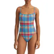 Polo Ralph Lauren Kennedy Smocked One-Piece Swimsuit in Blue Multi at Nordstrom, Size Large