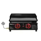 18" Portable 2-Burner Countertop Griddle, 16,000 BTU, Black, Easy Cleanup