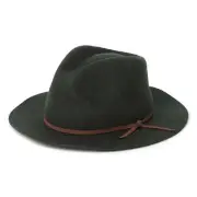 Brixton Valley Wide Brim Wool Moss Green Fedora Hat New
