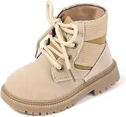 [Casazoe] Boys Girls Leather Hiking Snow Boots Little Kid Shoes With Side Zipper Toddler Combat Booties Lace Up Slip On Ankle Flats Classic Casual Walking Work Boot(Toddler)
