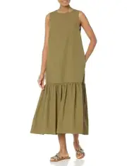 The Drop Women's Ilana Loose Sleeveless Wide-Hem Poplin Maxi Dress XL NEW W/TAG
