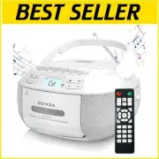 Portable Cassette/CD Player Boombox with AM/FM Radio & Bluetooth - Gift Ready!