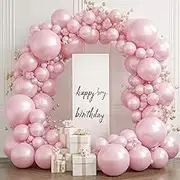 Pearl Pink Balloons Arch Kit Double Stuffed Pastel Light Blush Pink Balloon Arch Kit Different Sizes 18/12/10/5inch Peach Balloon Garland for Baby Shower Wedding Birthday Party Decorations