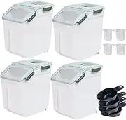 Saim Large Flour Storage Container, Airtight Rice Storage Containers with Wheels Seal Locking Lid, with Measuring Cup, Scoop for Flour, Rice, Grain (4Pack - Gree)