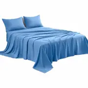 2000TC Cooling Bamboo Sheet Set Flat Fitted Sheet Set Pillowcases 5 Size Ocean