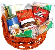 Jaiccha Ghasitaram Orange Jute Basket of 11 Goodies with Assorted Bites Can|Diwali Gift,Holi,Rakhi,Valentine,Christmas,Birthday,Anniversary,Her,Him|