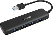 NewQ Small USB Hub for Laptop: 4 Ports USB 3.0 Plug and Play Ultra Slim Portable Data Splitter, Compatible with MacOS/ Windows Laptop, PC, PS4, Flash Drive, Mobile HDD, Mouse, Keyboard, etc