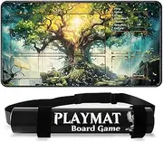 MTG Playmat with Portable Playmat Tube, TCG Playmat 24"x14" with Battle Zone, Magic Playmat Commander Deck Gaming Mat for Beginner (World Tree)