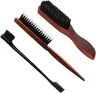 Bristle Hair Brush Set - 3Pcs Boar Bristle Slick Back, Teasing, and Soft roun...