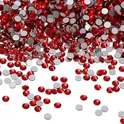 uxcell 2880Pcs SS3 Round Flatback Rhinestones, 1.2-1.4mm Flat Back Crystal Glass Gems Diamonds for DIY Crafts Clothes Shoes Nail Art Decoration, Bright Red