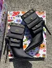Jeffrey Campbell Stashed Black Satin Stiletto Heel Pointed Toe Pocket Boots SZ 6