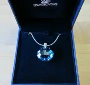 Swarovski Signed SCS Blue Shell Necklace Pendant