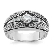 14k White Gold with Black Rhodium Men's 1/2 carat Diamond Ring Mounting