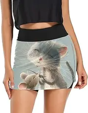 [RPLIFE] Green Unicorn Womens Exercise Skort, Tummy Control High Waisted Skirt, Skorts for Women Trendy