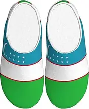 [EdWal] Flag of the Republic of Uzbekistan print Winter Warm Slippers Indoor Anti-skid Plush Slippers Relaxing at Home for Women Men