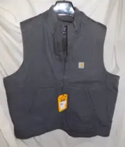 Carhartt OV4277-M Men's Sz XL Gray Loose Fit Full Zip Vest Jacket Sherpa Lined