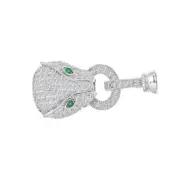 Fine Sterling Silver CZ Cougar Head Hook & Eye Push End Cap Clasp Set #99406