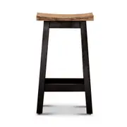 Osaka Scandinavian Solid Wood Kitchen Bar Dining Stool Home Office Furniture - Black Distress