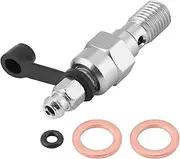 Qiilu M10x1.25mm Motorcycle Brake Master Cylinder Caliper Bleed Screw Nipple Banjo Bolt + Dust Cover Universal for Most Car Models(Silver)