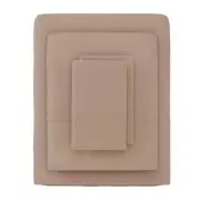 3-Piece Taupe Solid 75 Thread Count Polyester Twin XL Sheet Set