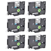 6PK Compatible with Brother TZ222 TZ-222 Red on White Label Tape P-Touch 3/8"