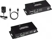 HDMI KVM USB Extender Over IP Ethernet 1080p 60hz Up to 60m Direct 1 to 1 Extender Over CAT5e CAT6 to Many Over Gigabit Switch, Support Keyboard Mouse