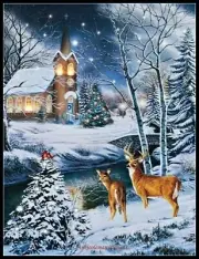 Christmas Chapel 3 - Chart Counted Cross Stitch Patterns Needlework DMC Color