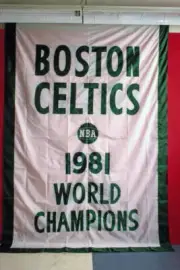 The Boston Celtics World Champions banner circa 1981 at the Boston- Old Photo