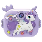 Kids Camera Instant Print,1080P Instant Print Camera with Print Paper & 32G Card,Ideal Christmas Birthday for 3-12 Years Old Girls Boys-Purple