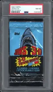 1983 Topps Jaws 3D Cello Wax Pack PSA 8 Pop 5 Only 1 Higher None For sale
