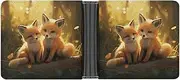 [RTSEBVN] Slim Credit Card Holder Personalized Leather Cute Foxes Money Clip Gifts Wallet For Men Women, Cute Foxes, One size, Modern
