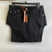 HERON PRESTON Cut Out Mini Skirt Women's Size 27 Black Washed