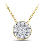 14k Yellow Gold Princess Diamond Fashion Cluster Pendant 1/4 Cttw