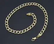 Real 10k Two Tone Gold Cuban Link Chain Bracelet Lobster Clasp 5mm 10 in 5.4gr