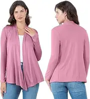 [Azules] Women's Rayon Span Open Front Drape Cardigan